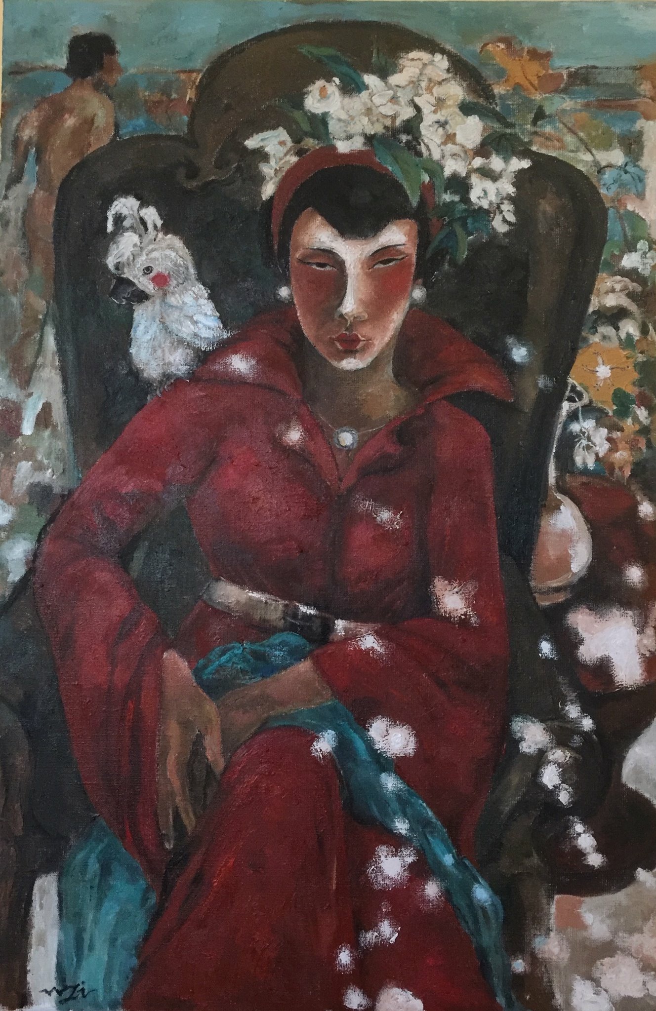 An oil painting named A Woman In Red